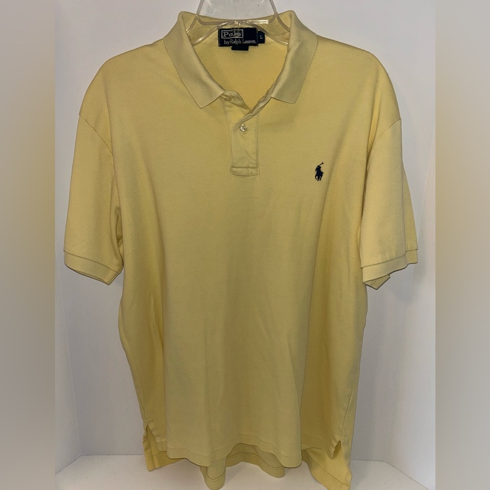 Polo Ralph Lauren VINTAGE pale yellow short sleeve men polo shirt size Large